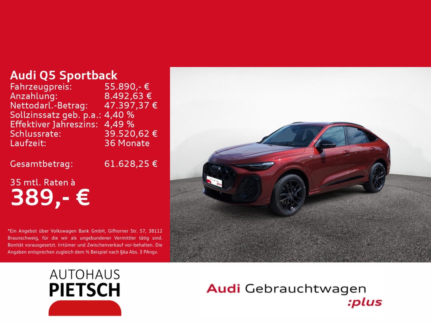 Bild über Audi Q5 Sportback TFSI 150 kW S tronic - für weitere Informationen kontaktieren Sie den Audi Partner