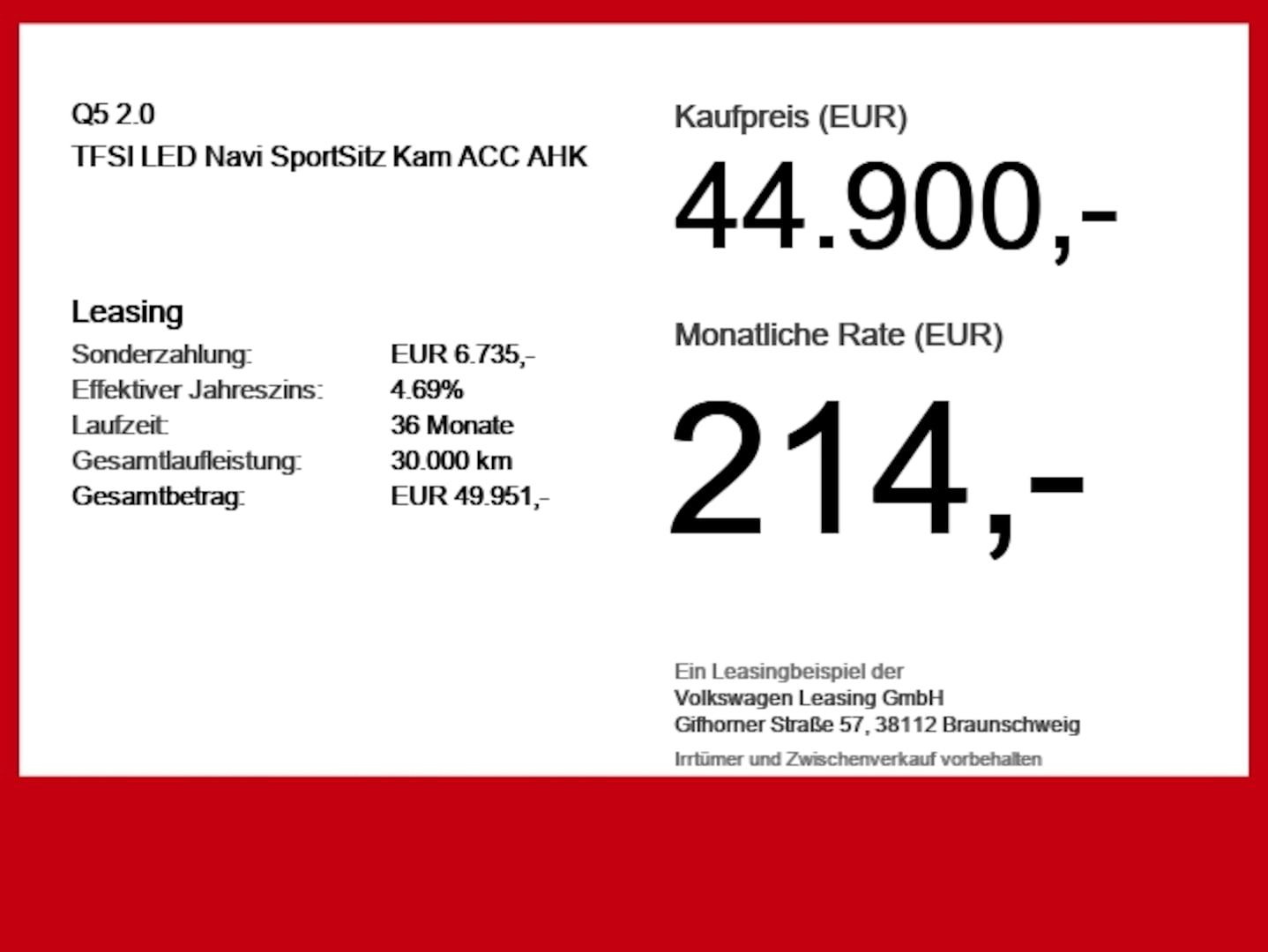 Bild über Audi Q5 SUV TFSI quattro 150 kW S tronic - für weitere Informationen kontaktieren Sie den Audi Partner
