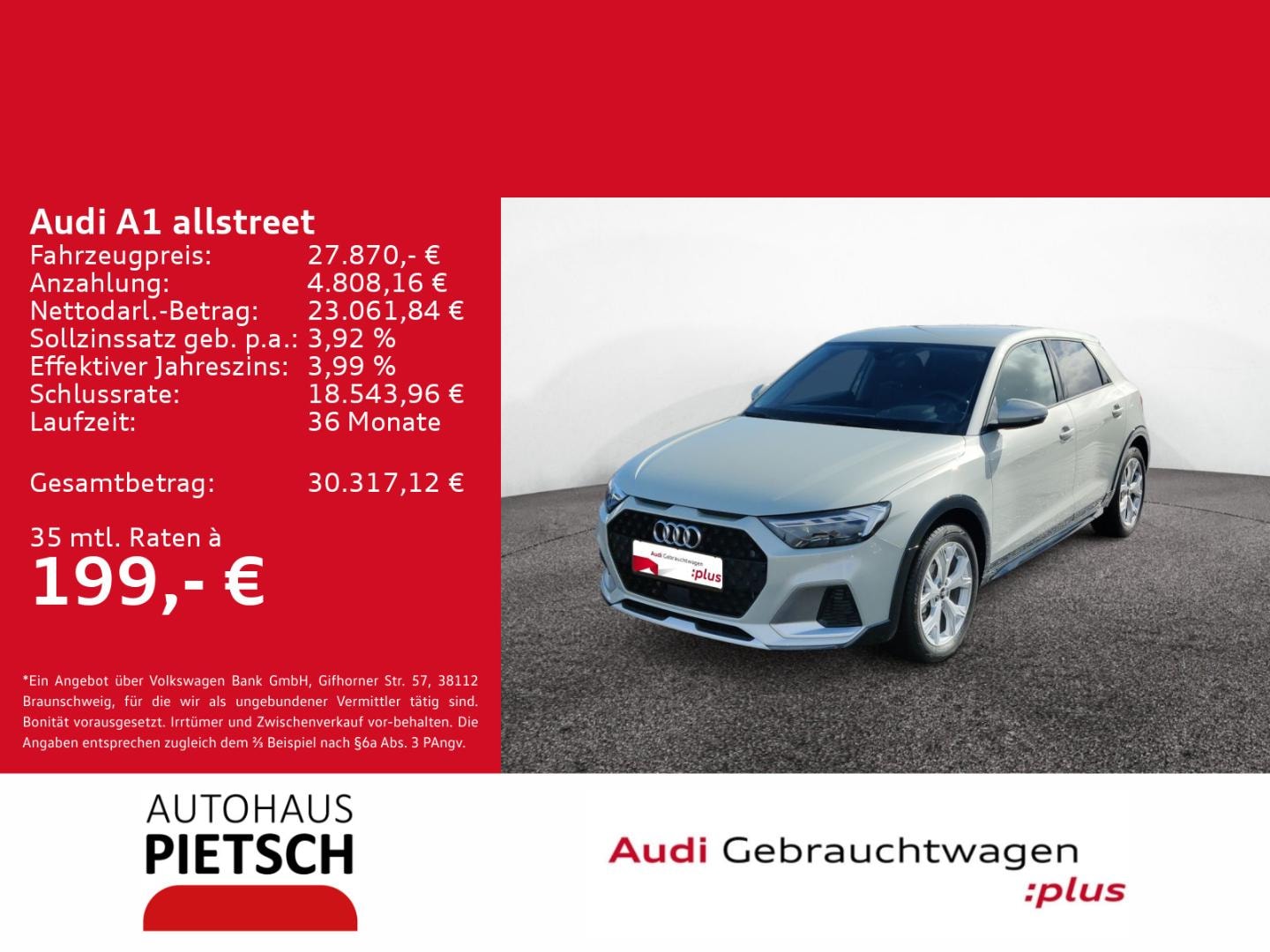 Bild über Audi A1 allstreet 35 TFSI S tronic - für weitere Informationen kontaktieren Sie den Audi Partner