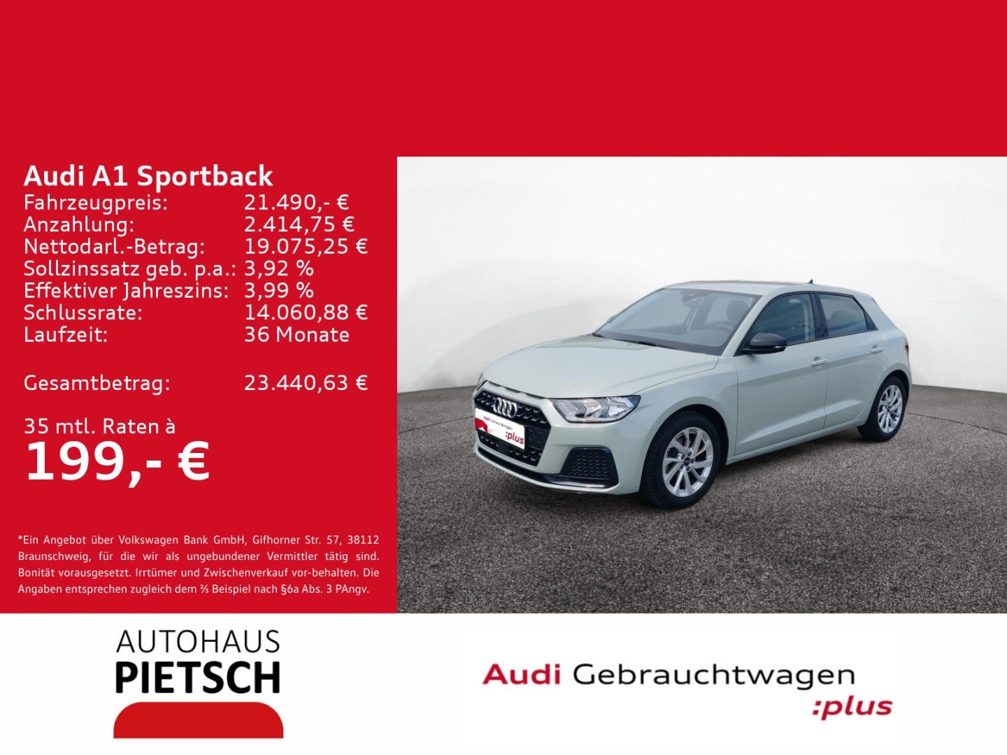 Bild über Audi A1 Sportback advanced 30 TFSI Schaltgetriebe - für weitere Informationen kontaktieren Sie den Audi Partner