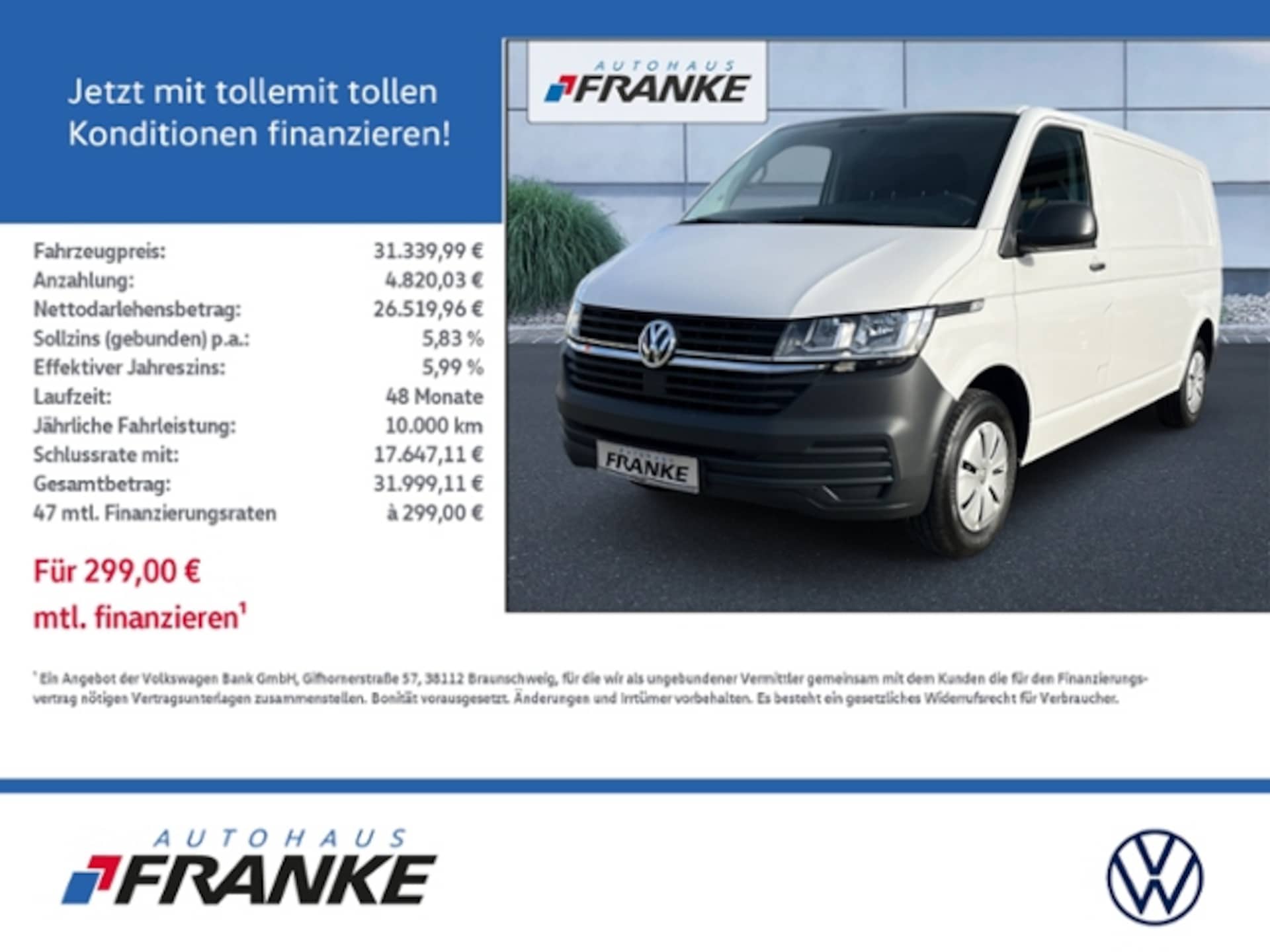 Volkswagen T6.1 Transporter Kasten langer Radstand