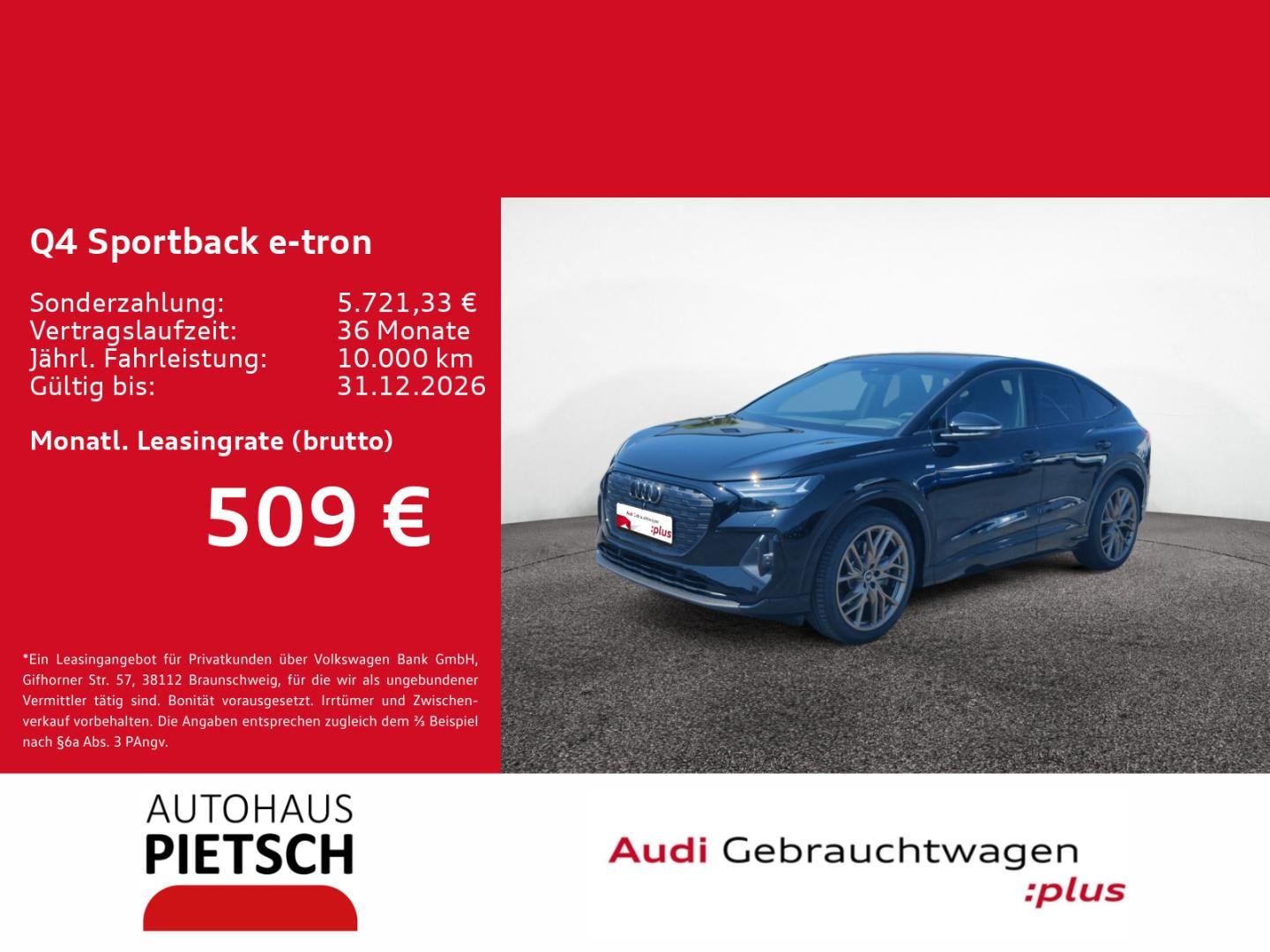 Bild über Audi Q4 Sportback e-tron 55 e-tron quattro - für weitere Informationen kontaktieren Sie den Audi Partner