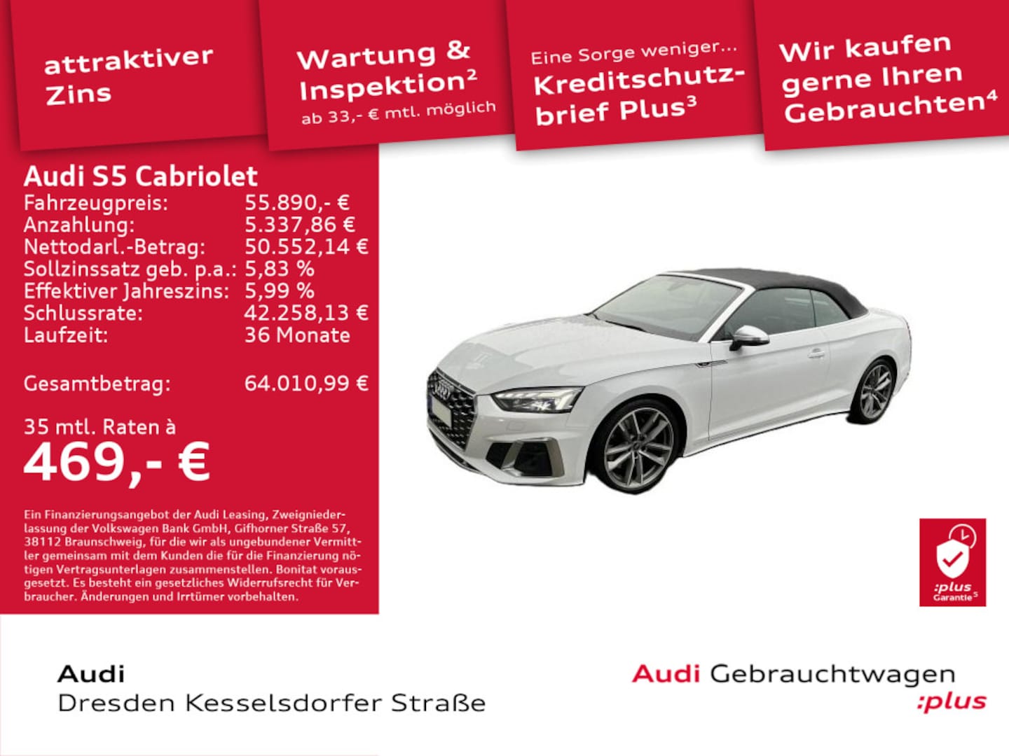 Bild über Audi S5 Cabriolet TFSI quattro tiptronic - für weitere Informationen kontaktieren Sie den Audi Partner