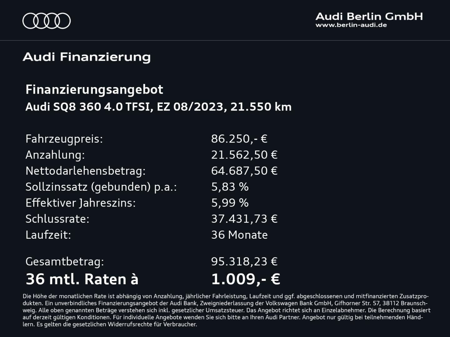 Bild über Audi SQ8 TFSI quattro tiptronic - für weitere Informationen kontaktieren Sie den Audi Partner