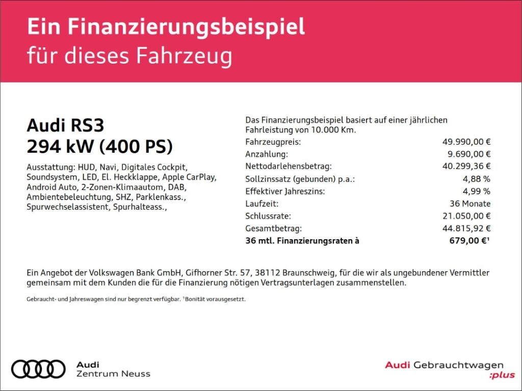 Image about Audi RS 3 Limousine TFSI quattro S tronic
