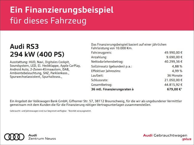 Image about Audi RS 3 Limousine TFSI quattro S tronic