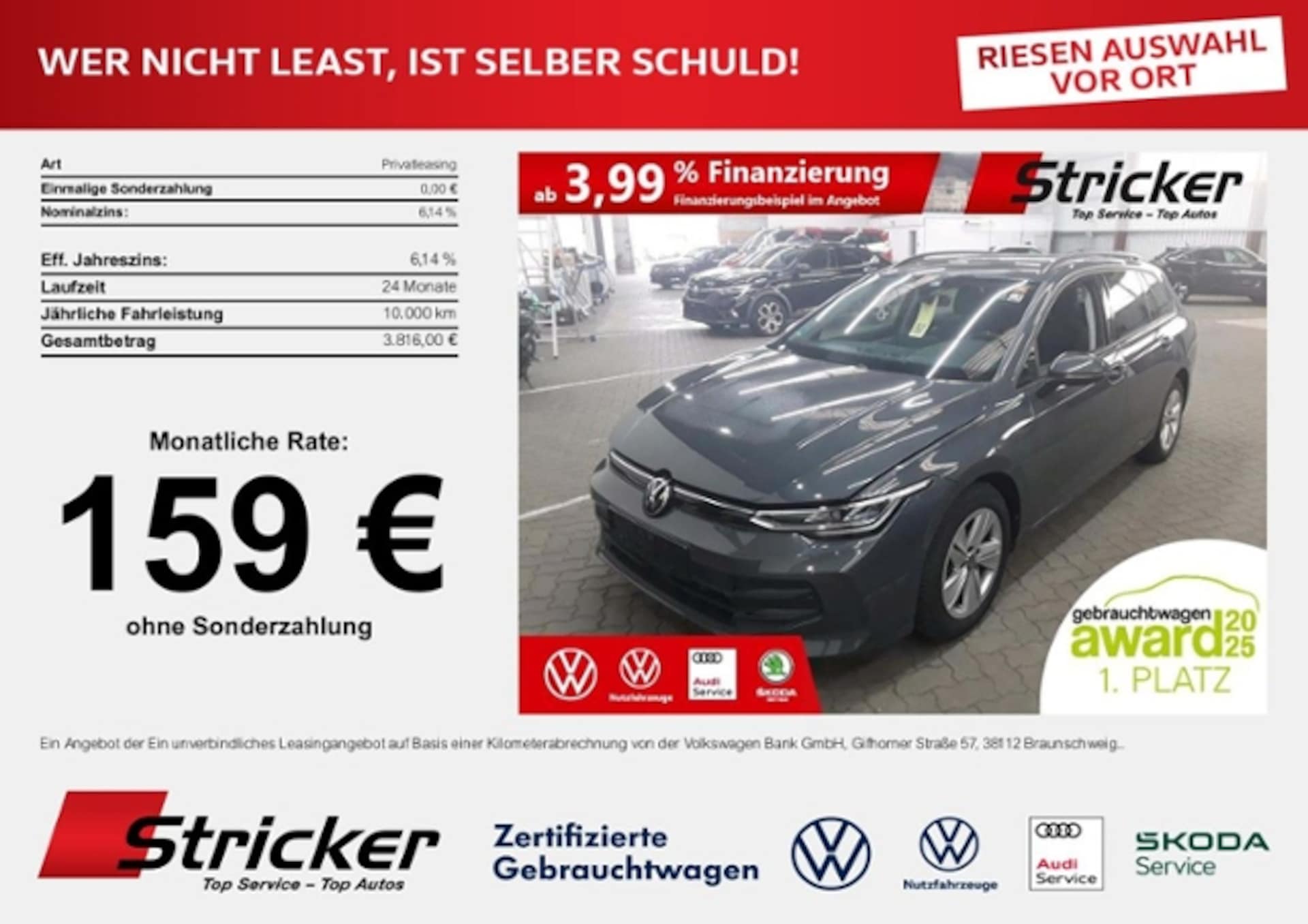 Volkswagen Golf Variant 2025 — 1.5eTSI DSG 159,-ohne Anzahlung Navi AHK