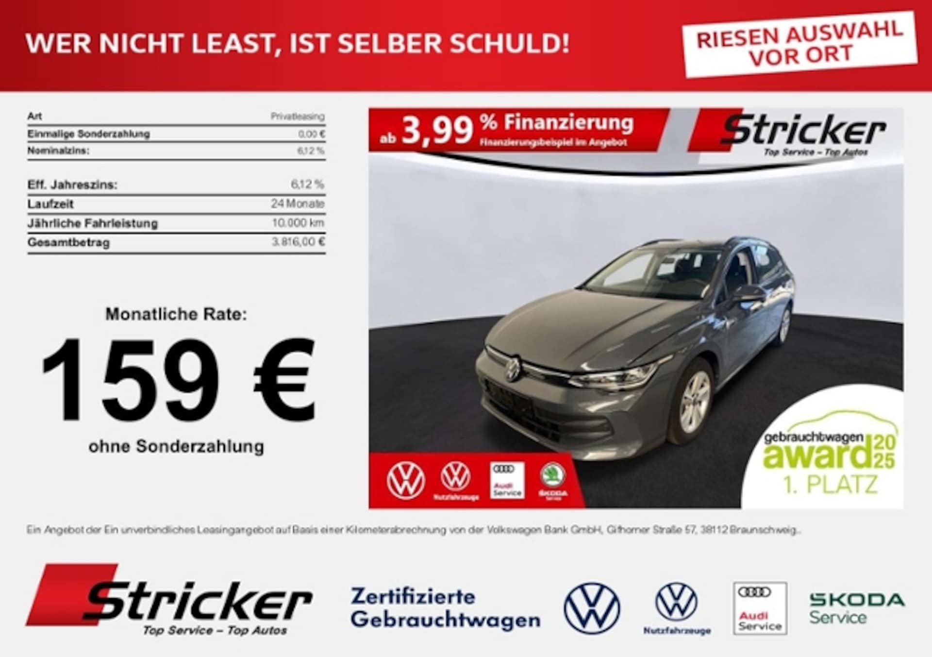 Volkswagen Golf Variant 2025 — 1.5eTSI DSG 159,-ohne Anzahlung Navi AHK