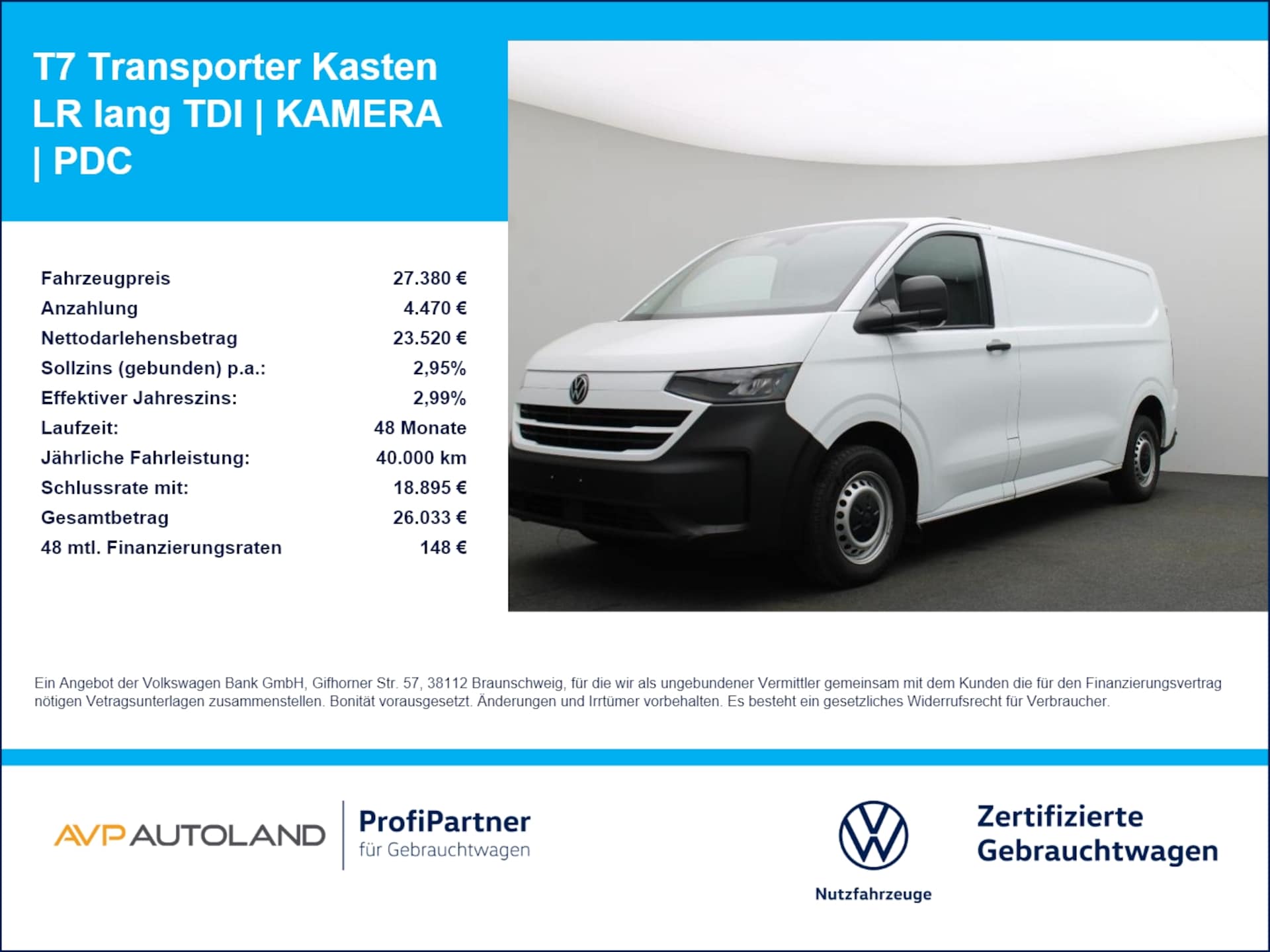 Volkswagen Transporter Kasten langer Radstand