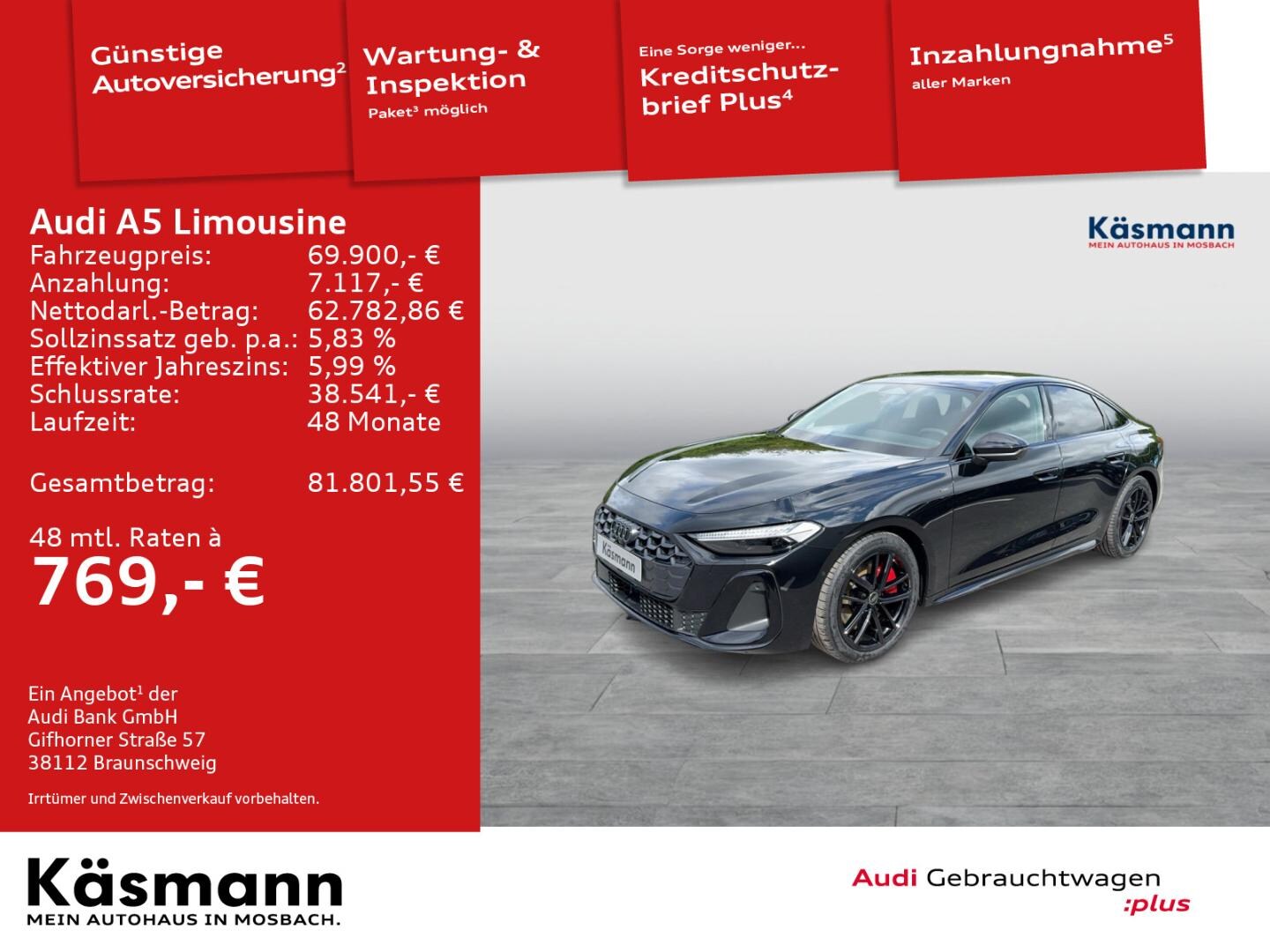 Bild über Audi A5 Limousine e-hybrid e-hybrid quattro 270 kW S tronic - für weitere Informationen kontaktieren Sie den Audi Partner