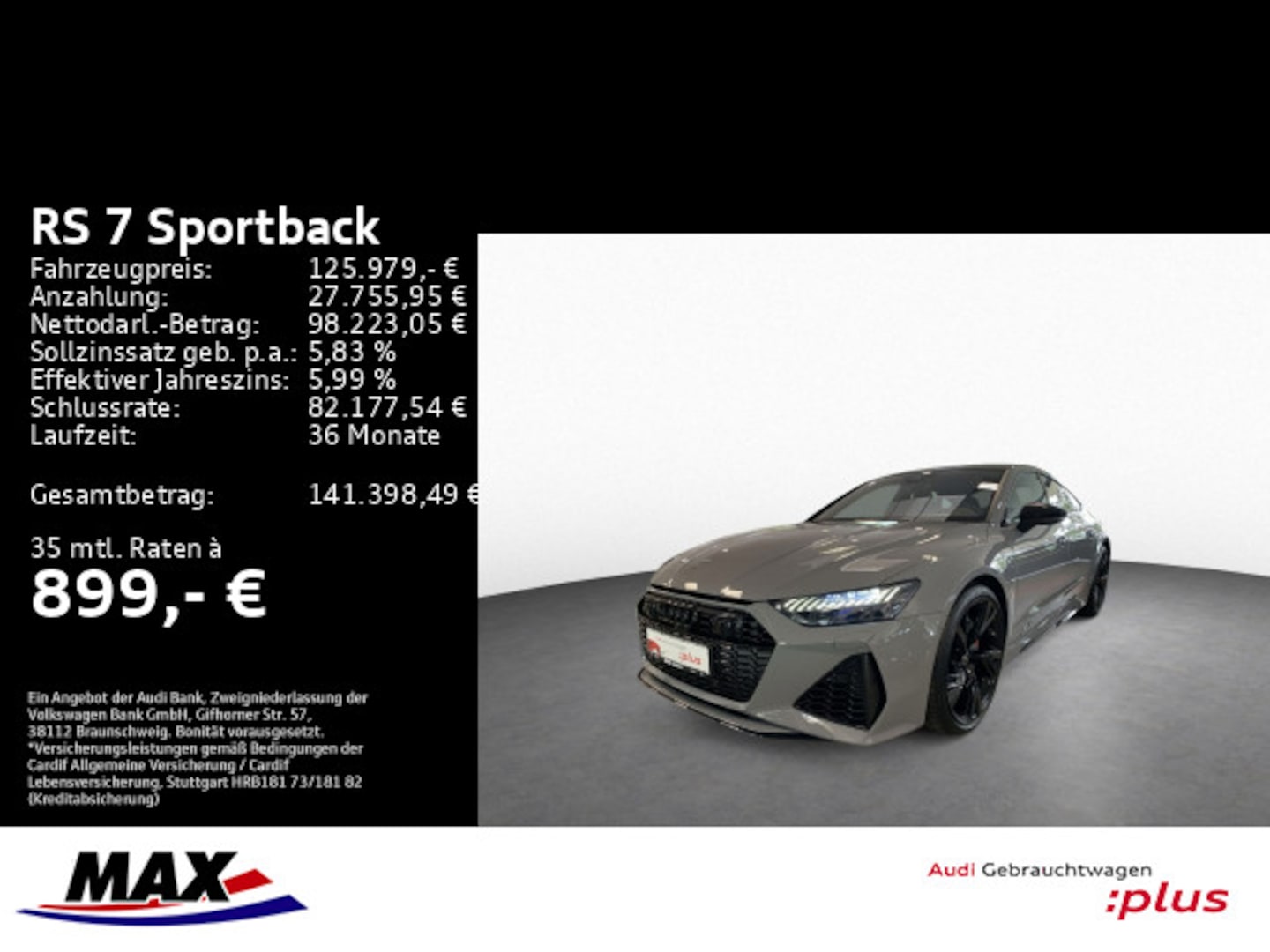 Bild über Audi RS 7 Sportback TFSI quattro tiptronic - für weitere Informationen kontaktieren Sie den Audi Partner