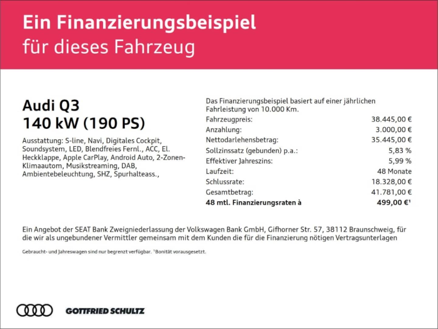 Bild über Audi Q3 S line 40 TFSI quattro S tronic - für weitere Informationen kontaktieren Sie den Audi Partner