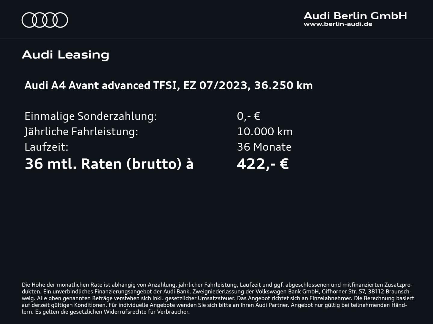 Bild über Audi A4 Avant advanced 35 TFSI S tronic - für weitere Informationen kontaktieren Sie den Audi Partner