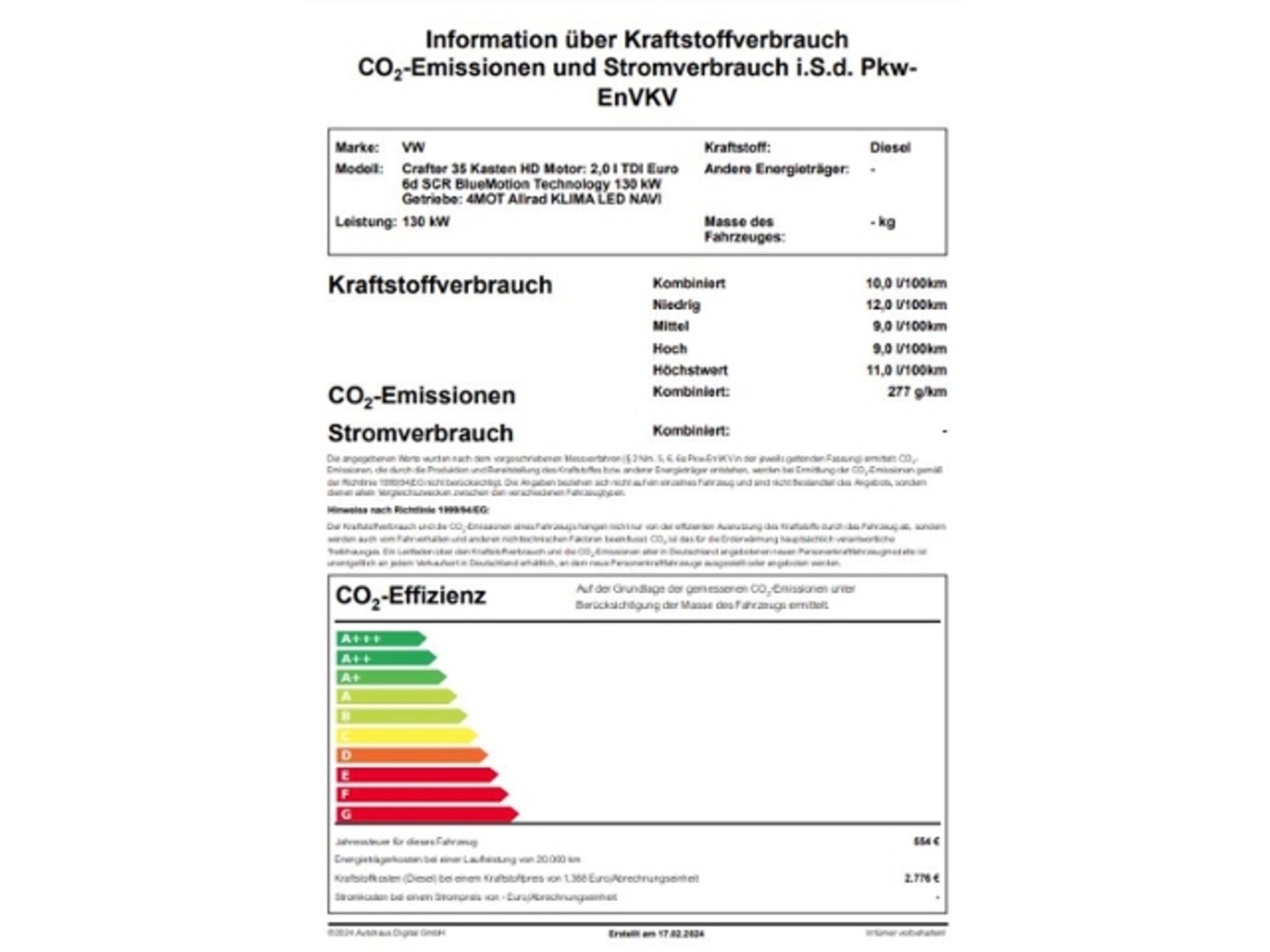Volkswagen Crafter Kasten langer Radstand