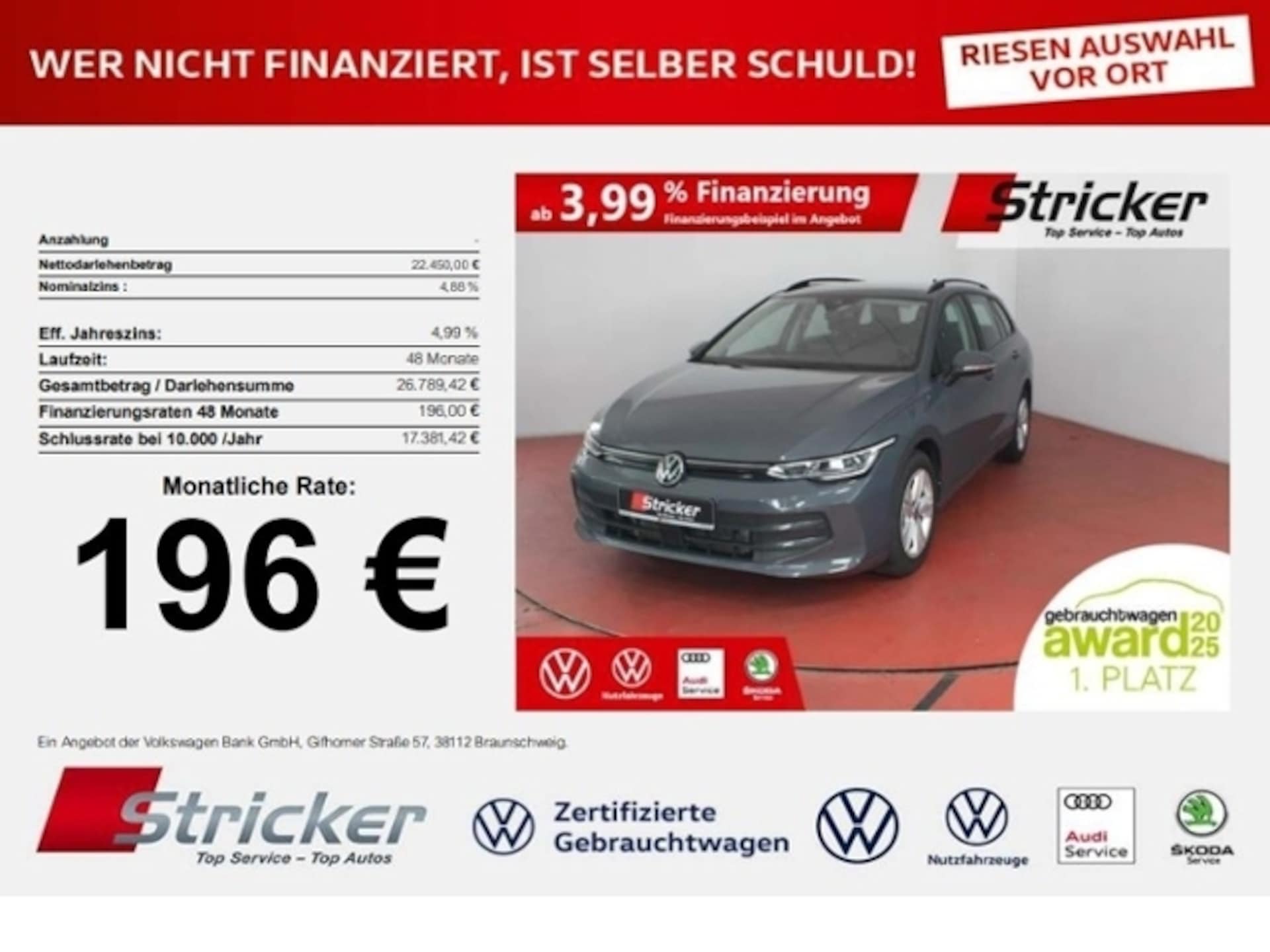 Volkswagen Golf Variant 2025 — 1.5eTSI DSG 196,-ohne Anzahlung AHK Navi ACC