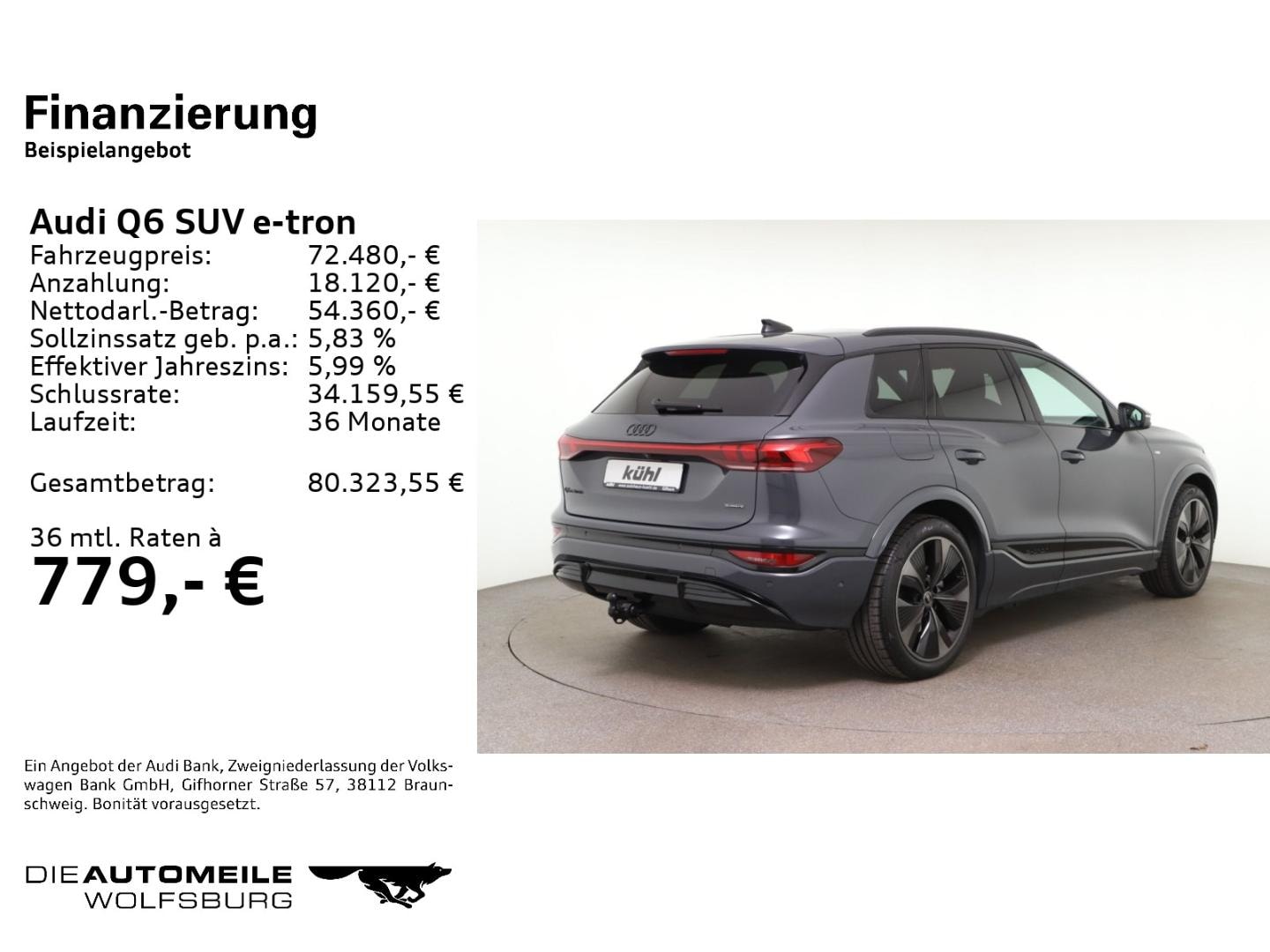Bild über Audi Q6 SUV e-tron e-tron quattro 315 kW - für weitere Informationen kontaktieren Sie den Audi Partner
