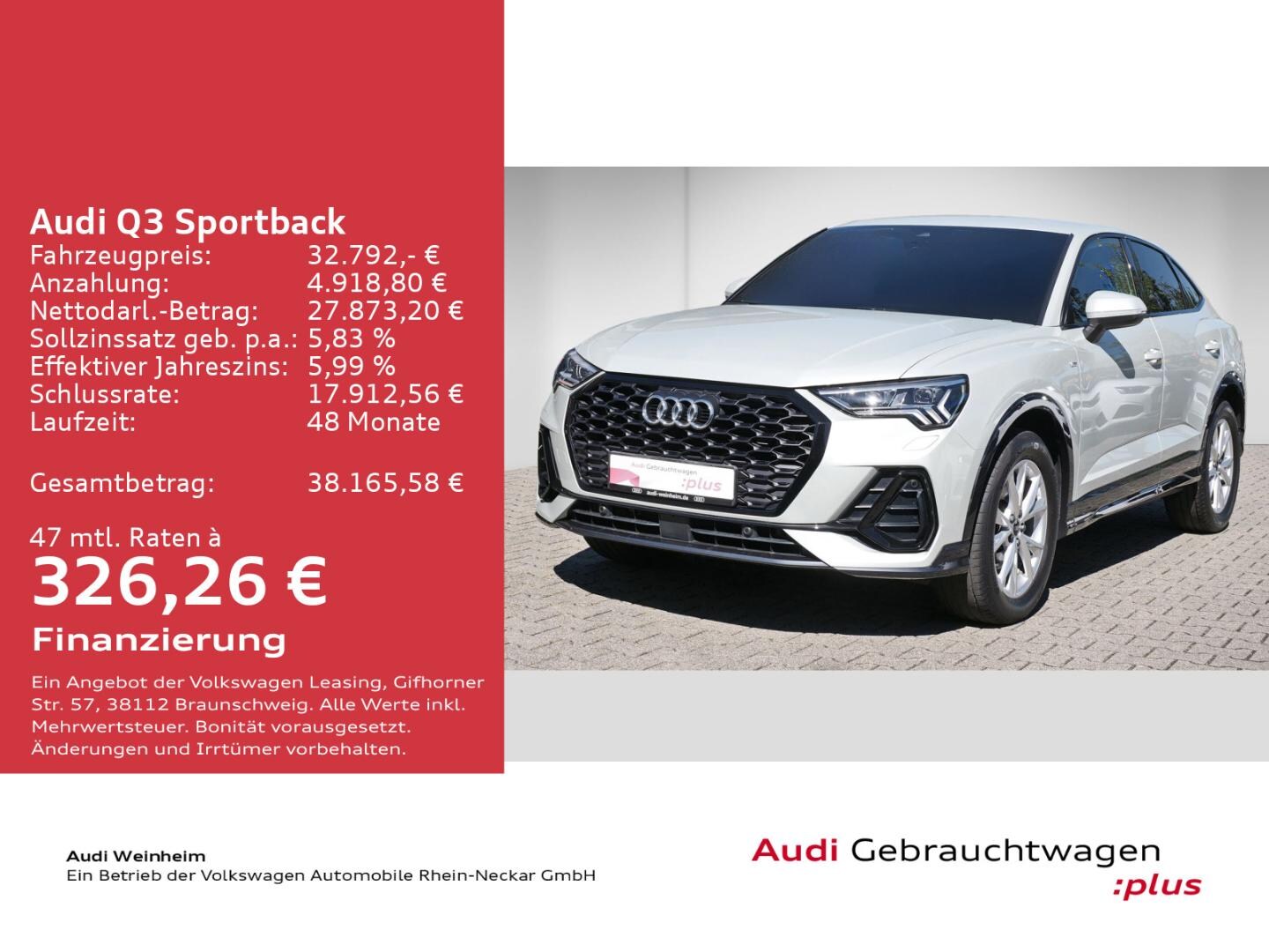 Bild über Audi Q3 Sportback S line 35 TDI S tronic - für weitere Informationen kontaktieren Sie den Audi Partner