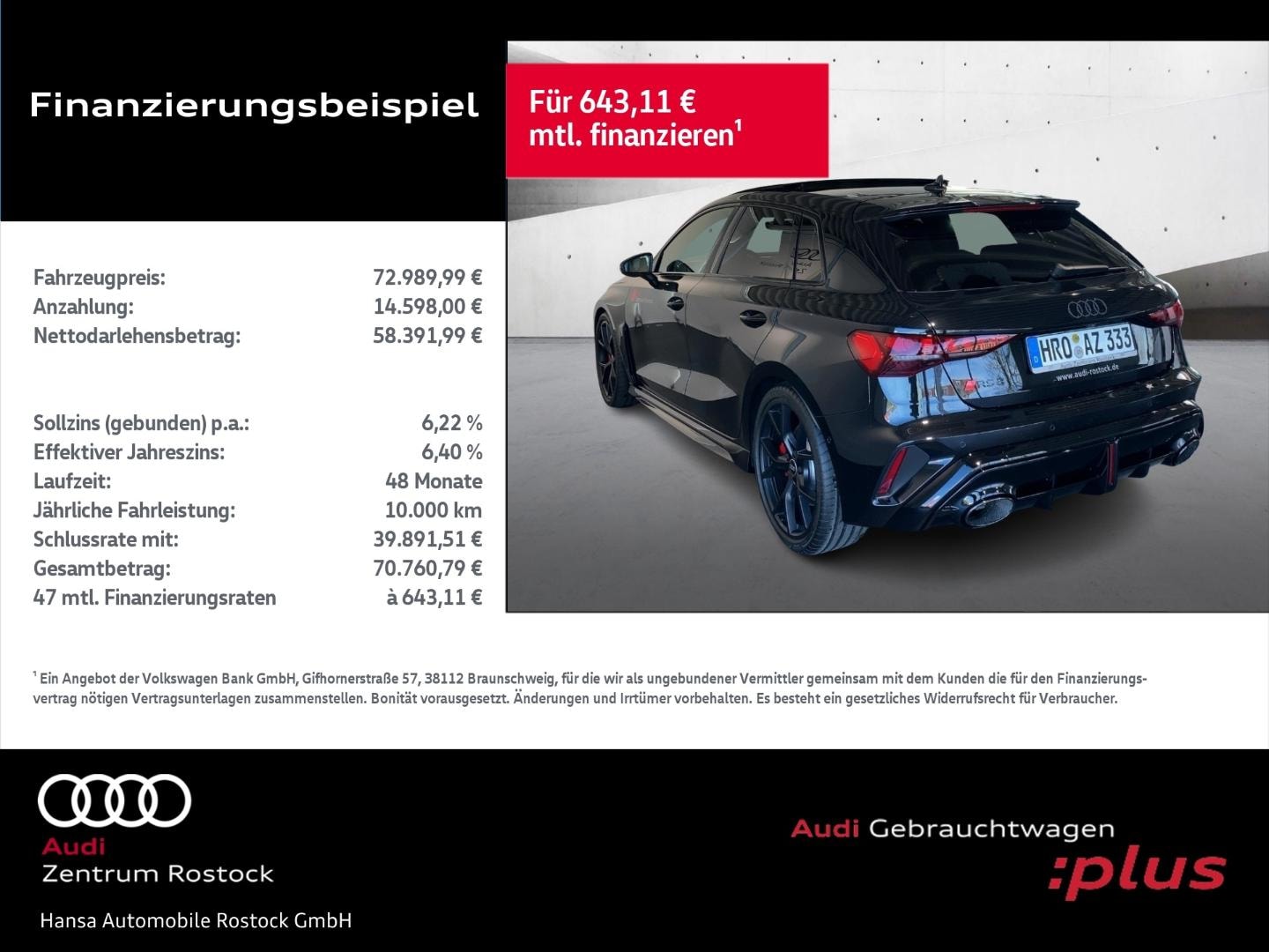 Bild über Audi RS 3 Sportback TFSI quattro 294 kW S tronic - für weitere Informationen kontaktieren Sie den Audi Partner