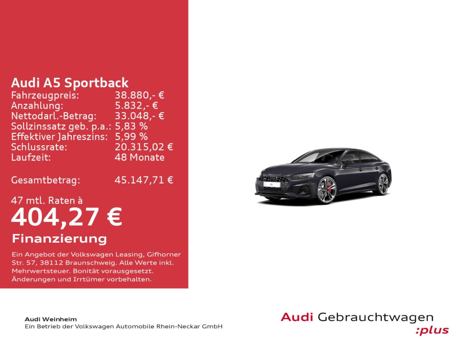 Audi A5 Sportback S line