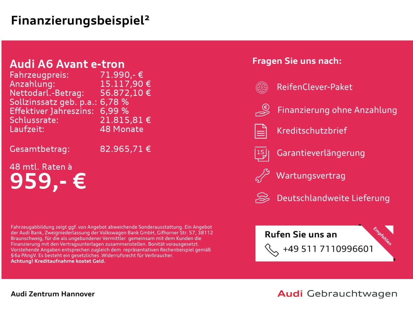 Bild über Audi A6 Avant e-tron e-tron quattro - für weitere Informationen kontaktieren Sie den Audi Partner