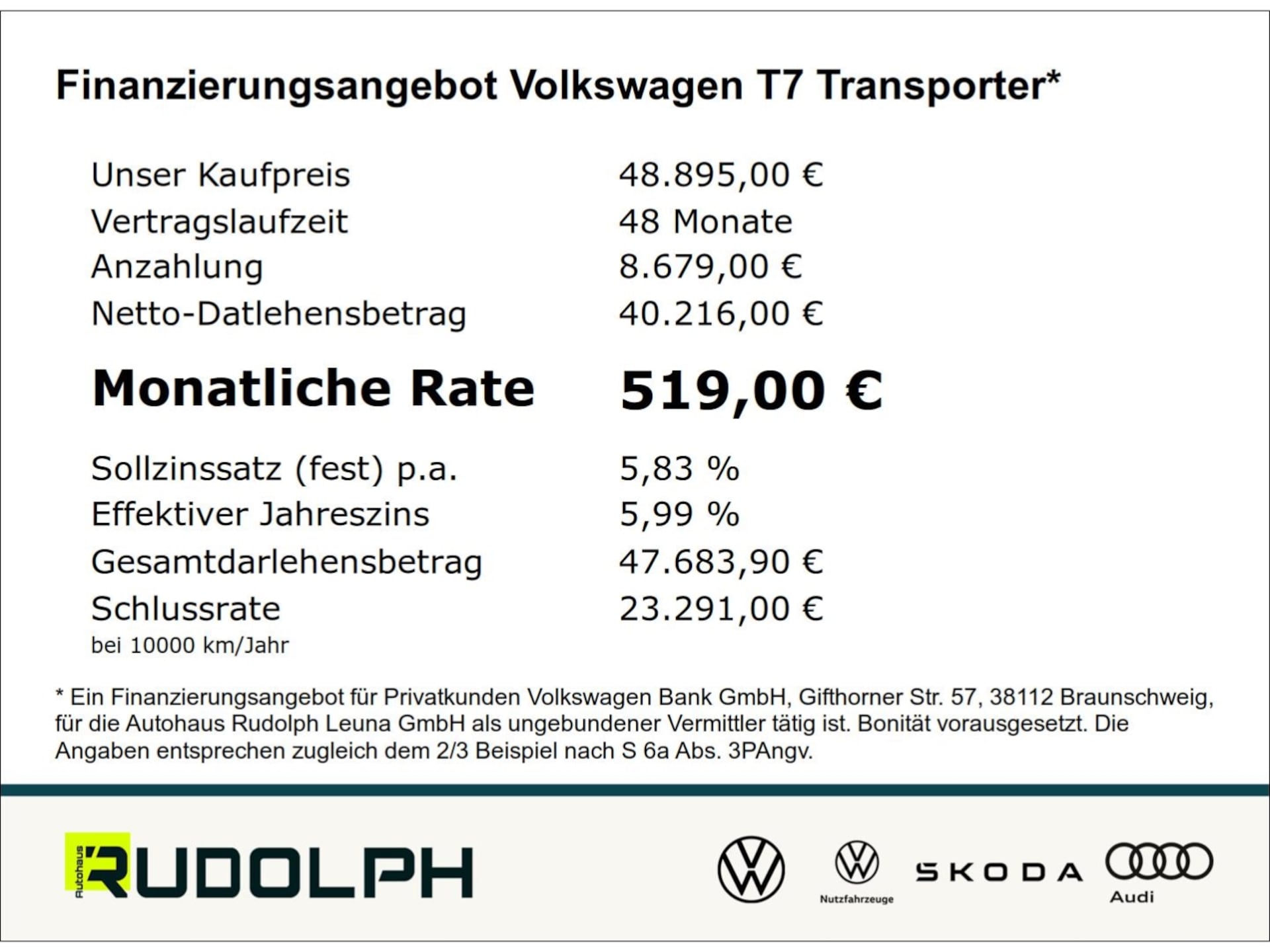 Volkswagen Transporter Kasten langer Radstand