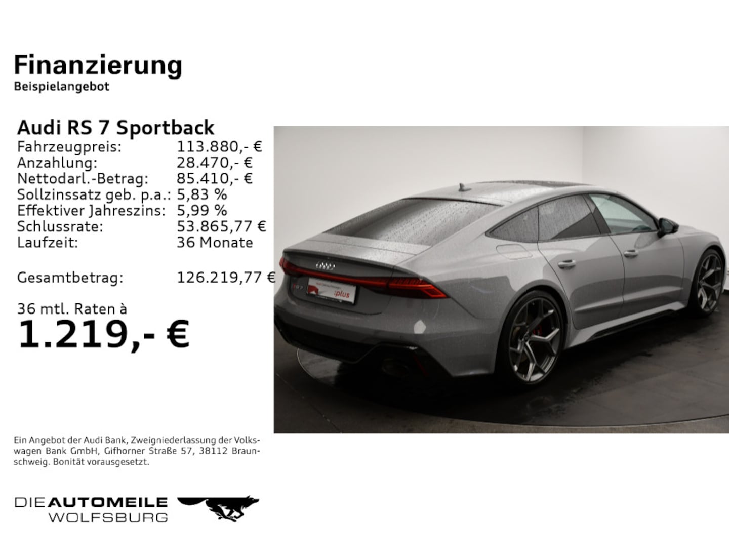 Bild über Audi RS 7 Sportback quattro tiptronic - für weitere Informationen kontaktieren Sie den Audi Partner