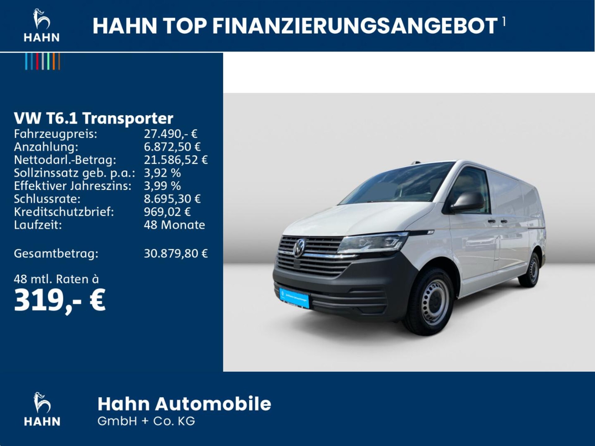 Volkswagen T6.1 Transporter Kasten kurzer Radstand