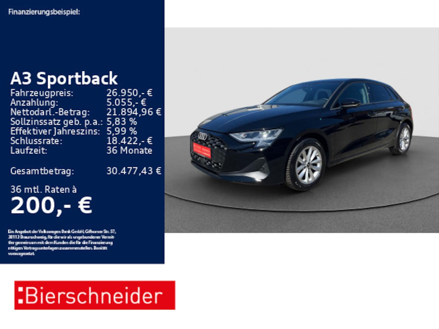 Bild über Audi A3 Sportback 30 TFSI S tronic - für weitere Informationen kontaktieren Sie den Audi Partner