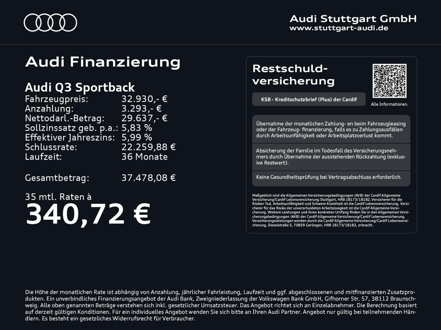 Bild über Audi Q3 Sportback 35 TDI S tronic - für weitere Informationen kontaktieren Sie den Audi Partner