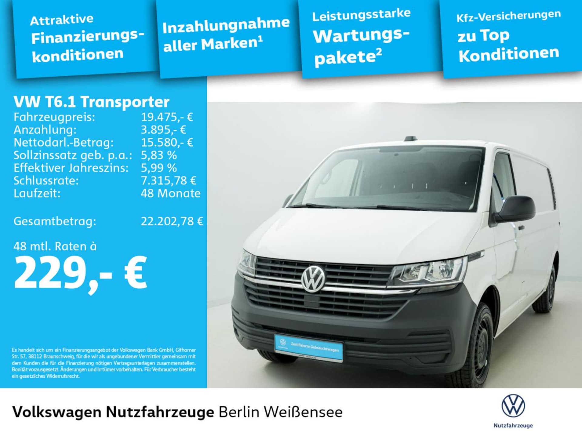 Volkswagen T6.1 Transporter Kasten langer Radstand