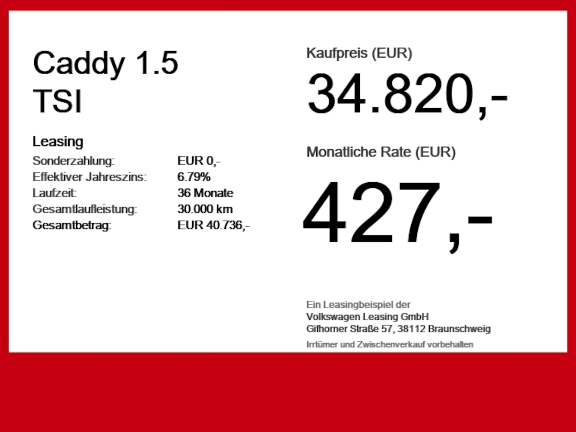 Volkswagen Caddy Basis-Modell