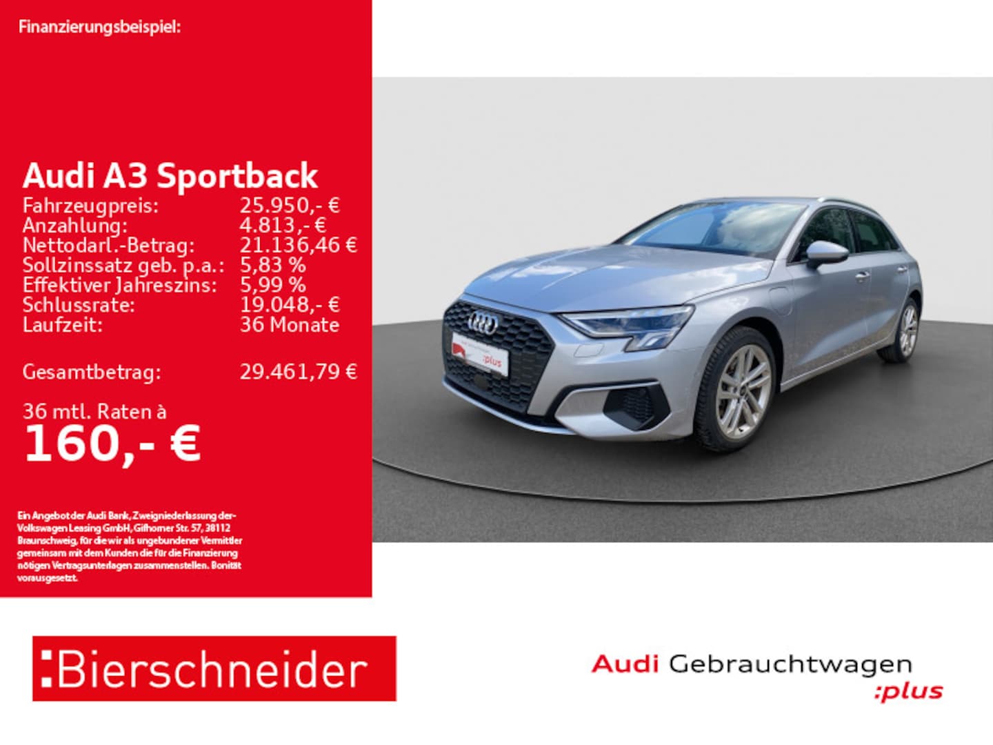 Bild über Audi A3 Sportback TFSI e 40 TFSI e S tronic - für weitere Informationen kontaktieren Sie den Audi Partner