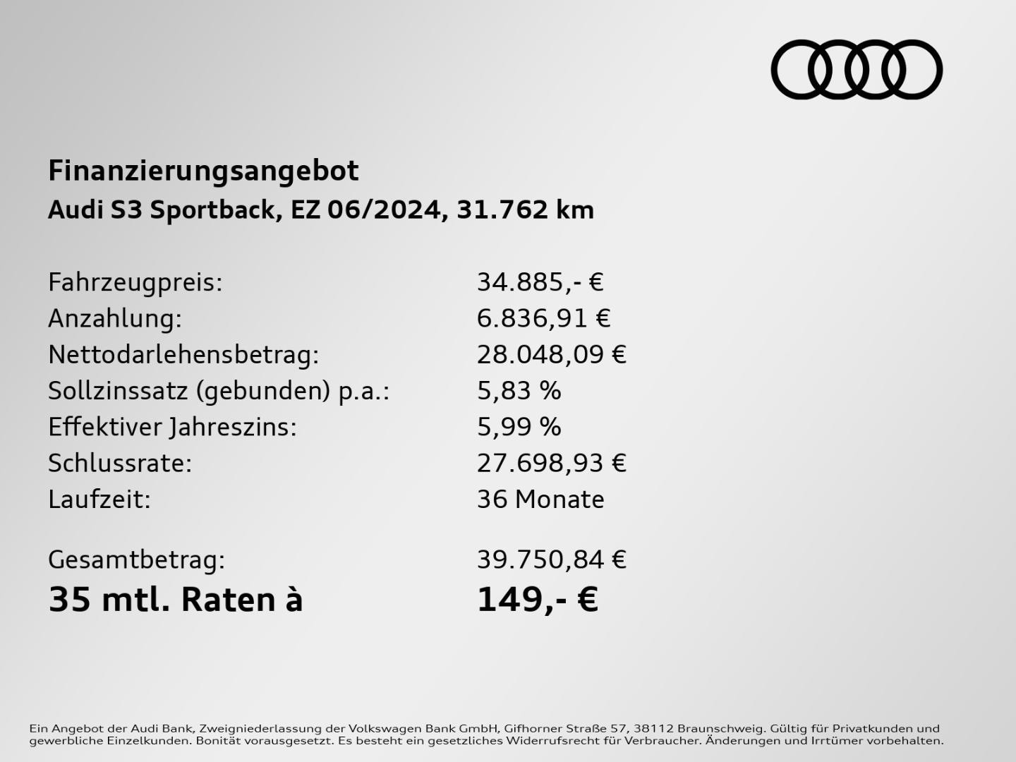 Bild über Audi S3 Sportback TFSI quattro S tronic - für weitere Informationen kontaktieren Sie den Audi Partner