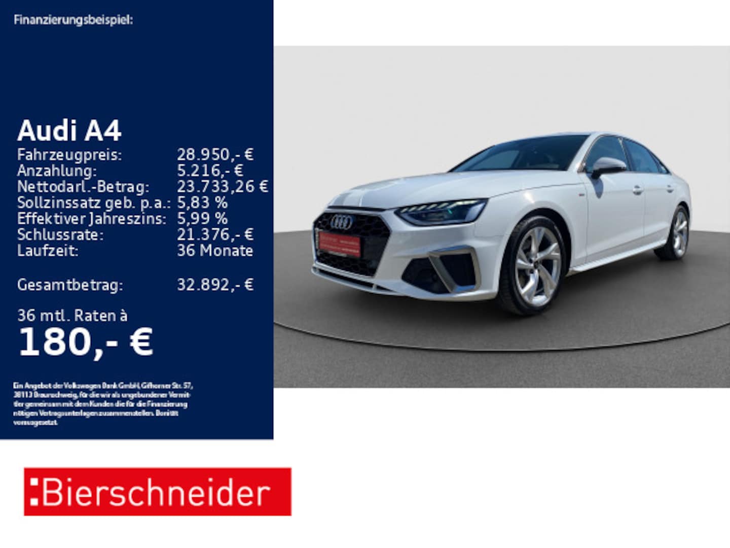 Bild über Audi A4 Limousine S line 35 TFSI S tronic - für weitere Informationen kontaktieren Sie den Audi Partner