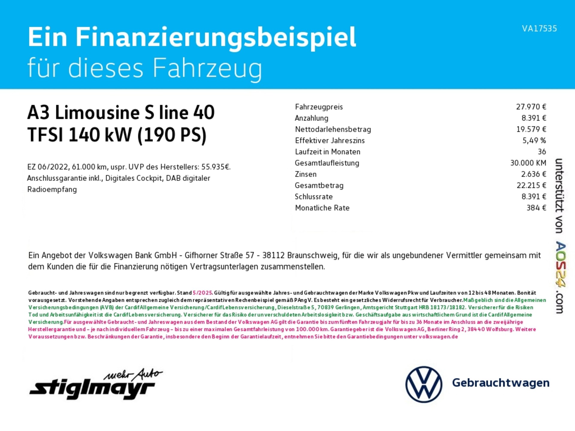Audi A3 Limousine S line