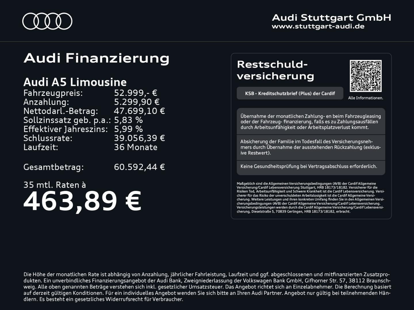 Bild über Audi A5 Limousine TFSI 150 kW S tronic - für weitere Informationen kontaktieren Sie den Audi Partner