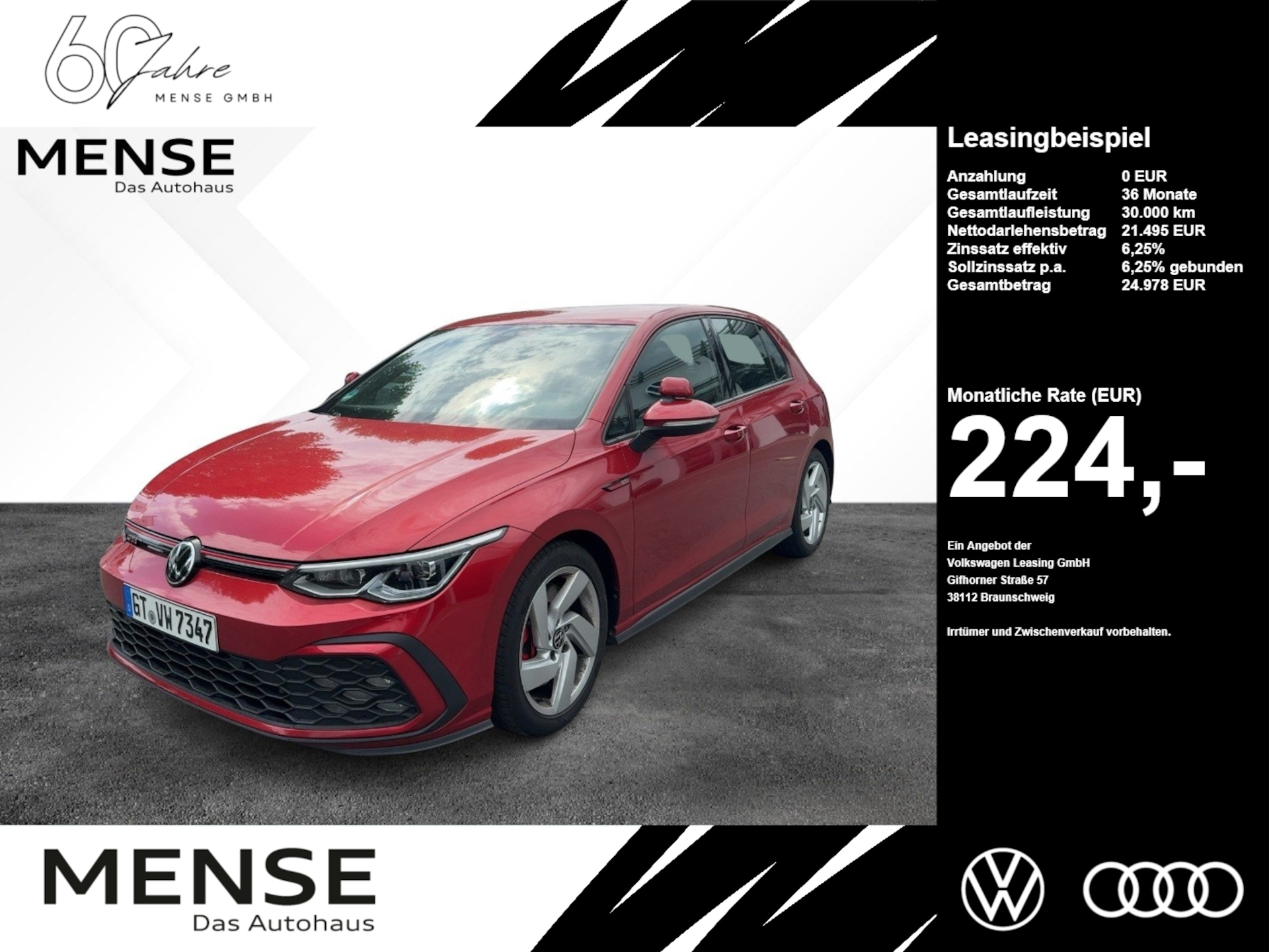 Volkswagen Golf 2022 — 2.0 l TSI OPF 6-Gang Fahrschulwagen AHK Nav Kamera SideAssist