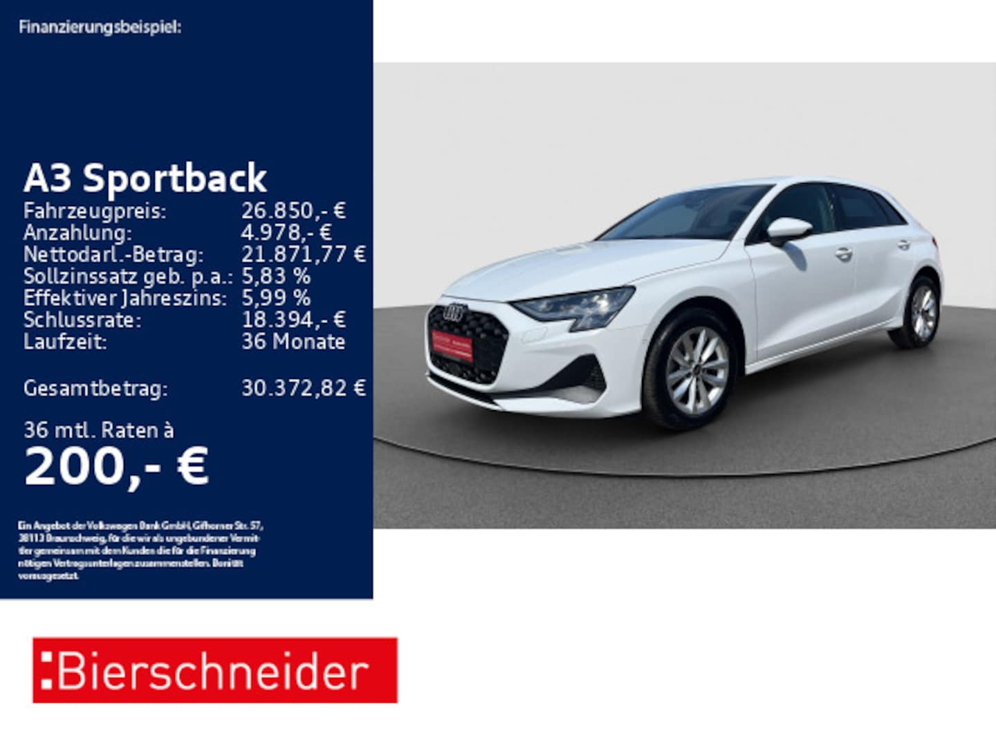 Bild über Audi A3 Sportback 30 TFSI S tronic - für weitere Informationen kontaktieren Sie den Audi Partner