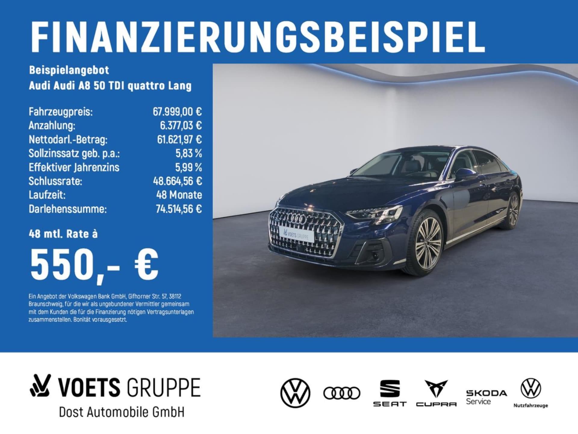 Audi A8 Lang — Audi A8 Lang 50 TDI quattro 210 kW (286 PS) tiptronic Audi A8 50 TDI quattro Lang HuD+MATRIX LED+STHZG