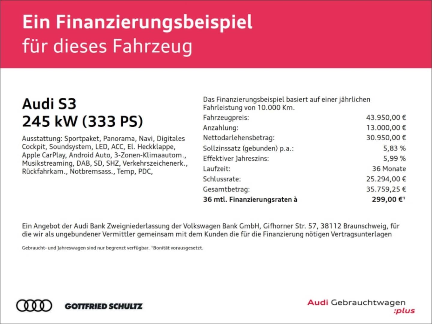 Bild über Audi S3 Sportback TFSI quattro S tronic - für weitere Informationen kontaktieren Sie den Audi Partner