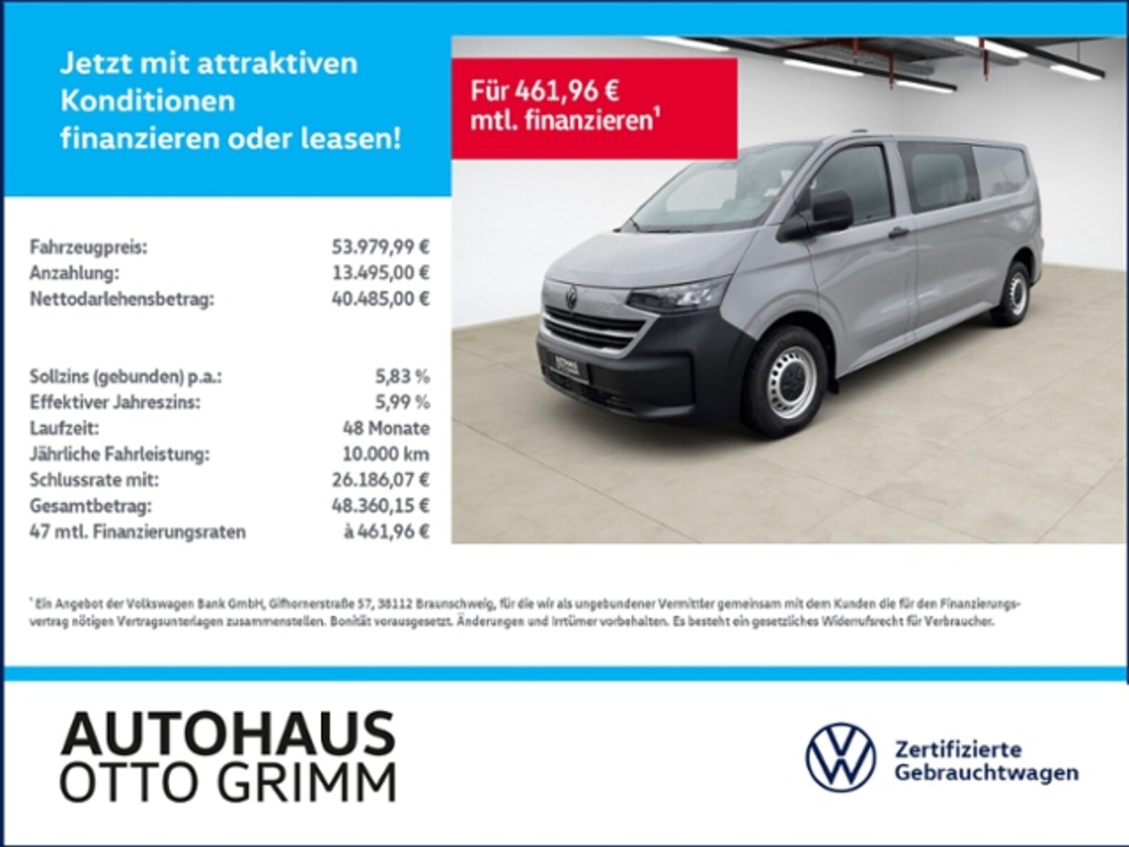 Volkswagen Transporter Kasten langer Radstand