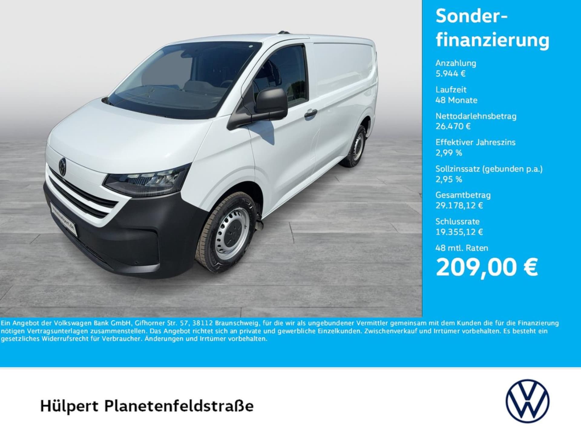 Volkswagen Transporter Kasten kurzer Radstand