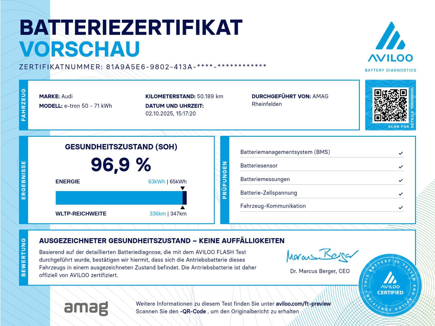 Bild über Audi e-tron Attraction 50 quattro 230,00 kW - for more details contact your dealer