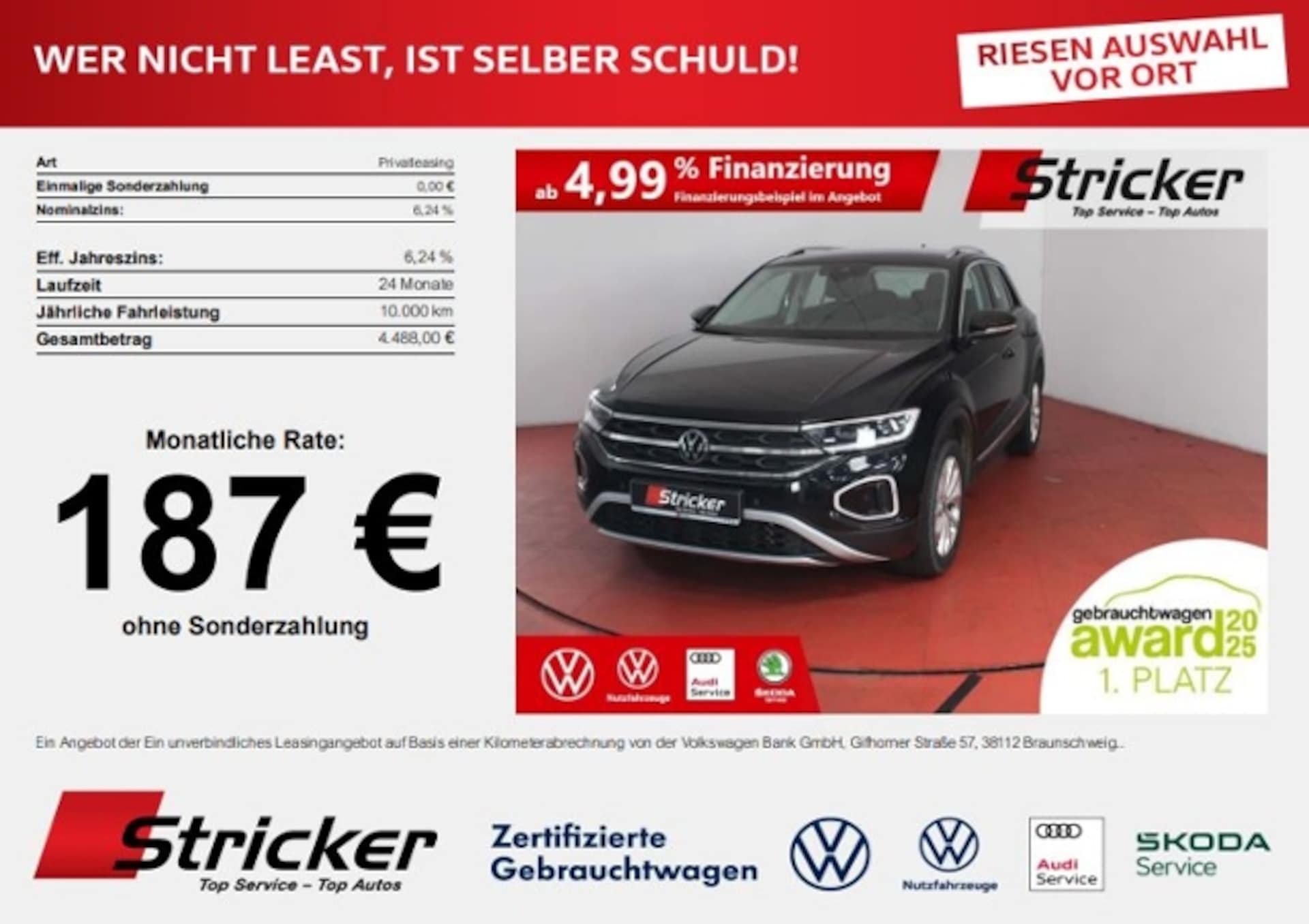 Volkswagen T-Roc 2023 — 2.0TDI DSG 187,-ohne Anzahlung Navi ACC