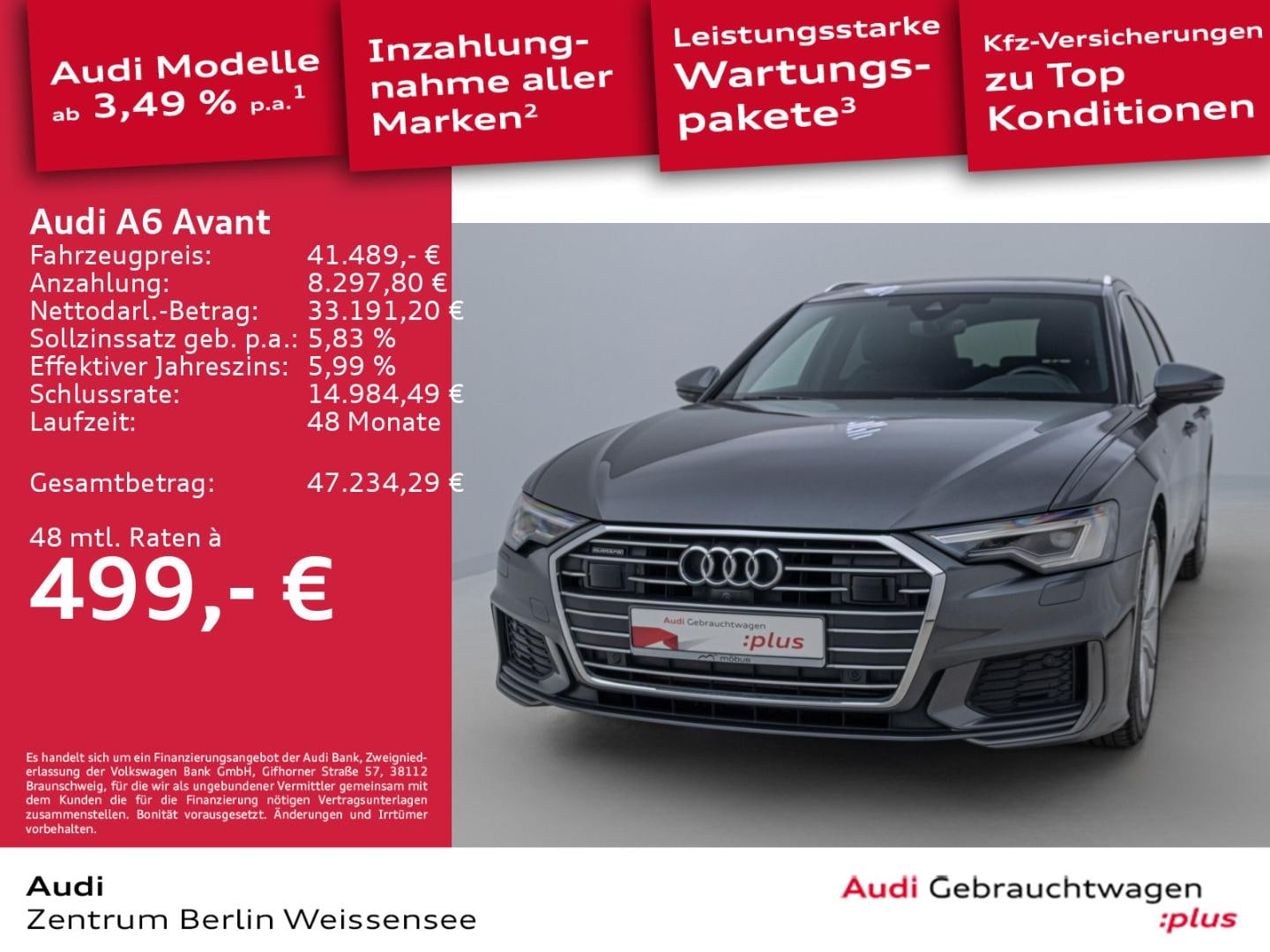 Bild über Audi A6 Avant design 45 TFSI quattro S tronic - für weitere Informationen kontaktieren Sie den Audi Partner