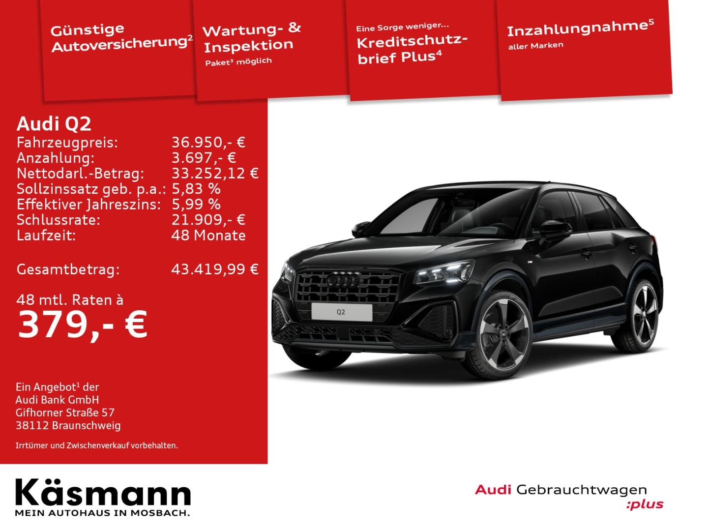 Bild über Audi Q2 S line 35 TFSI 110(150) kW(PS) S tronic - für weitere Informationen kontaktieren Sie den Audi Partner